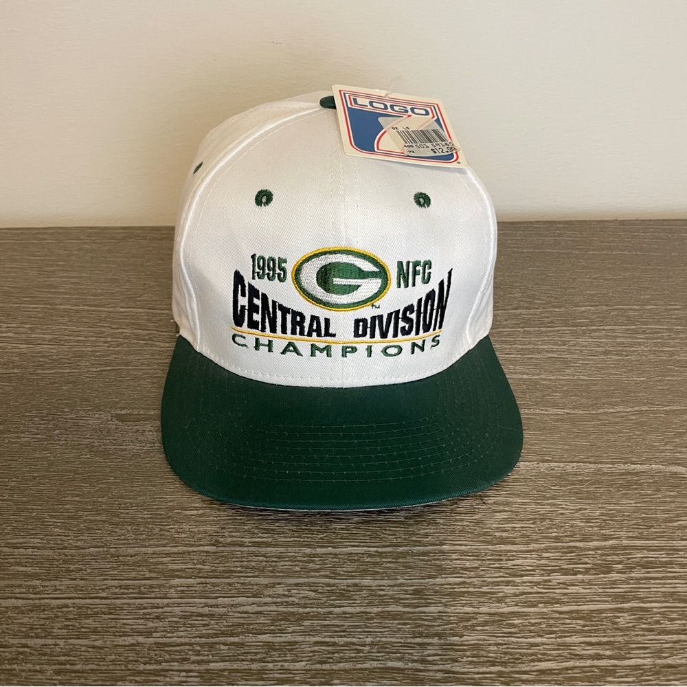 VTG 90s Green Bay Packers 1995 NFC Central Champions Logo 7 Snapback Cap Hat NWT